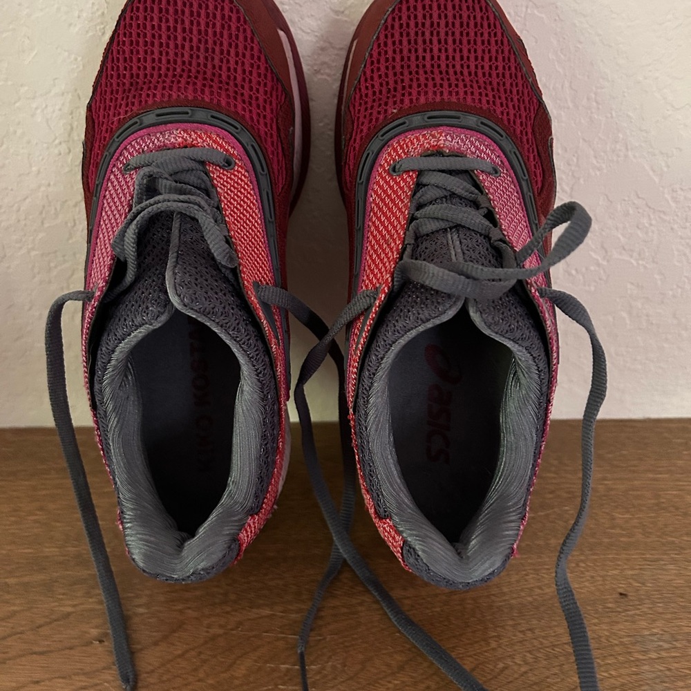 ASICS Kiko Kostadinov Burgundy and Charcoal mesh Sneakers